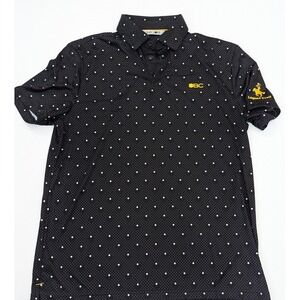 Black Clover Men MEDIUM White Geo Print Golf Polo Shirt Performance Legend Trail